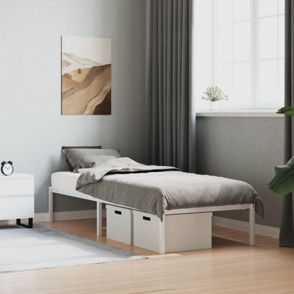 vidaXL Sängram metall vit 80x200 cm