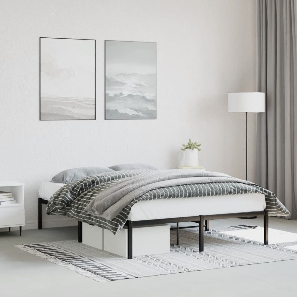 vidaXL Sängram metall svart 140x200 cm