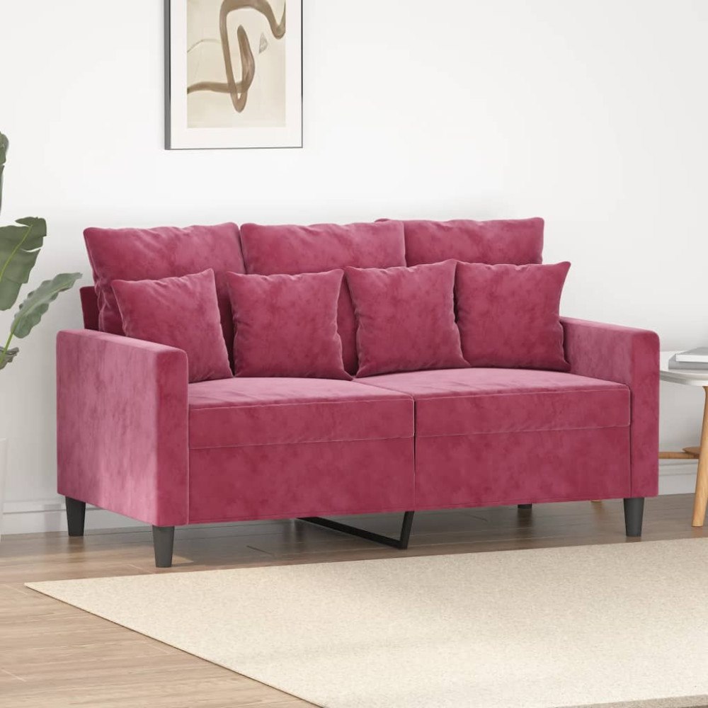 vidaXL 2-sitssoffa vinröd 120 cm sammet