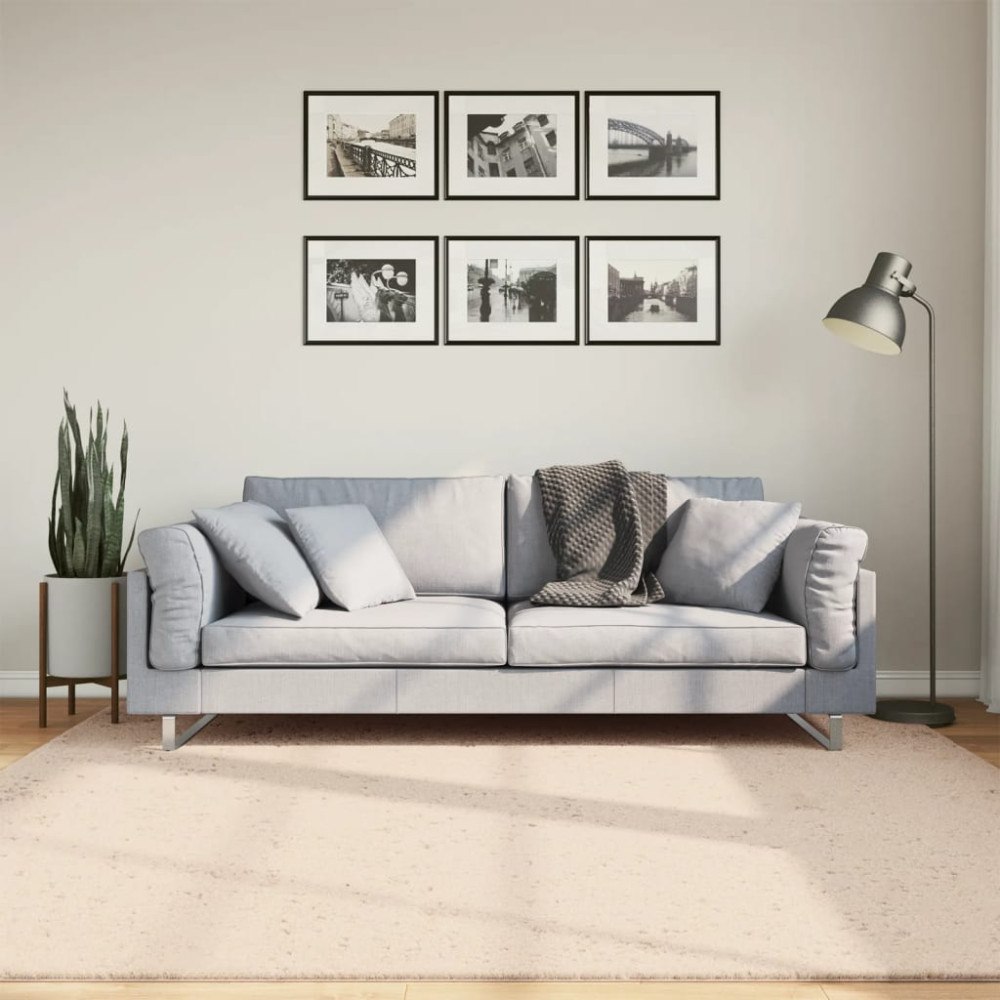 vidaXL Mjuk matta HUARTE med kort lugg tvättbar beige 200x200 cm