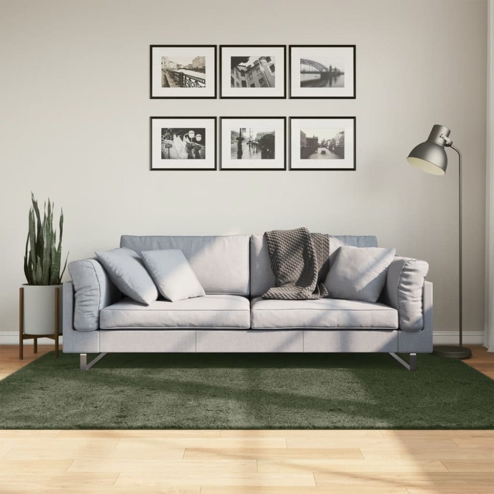vidaXL Mjuk matta HUARTE med kort lugg tvättbar skogsgrön 140x200 cm
