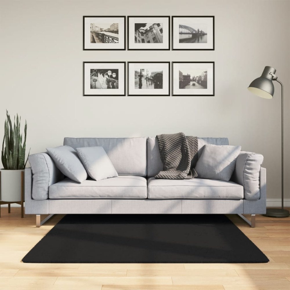 vidaXL Mjuk matta HUARTE med kort lugg tvättbar svart 120x120 cm