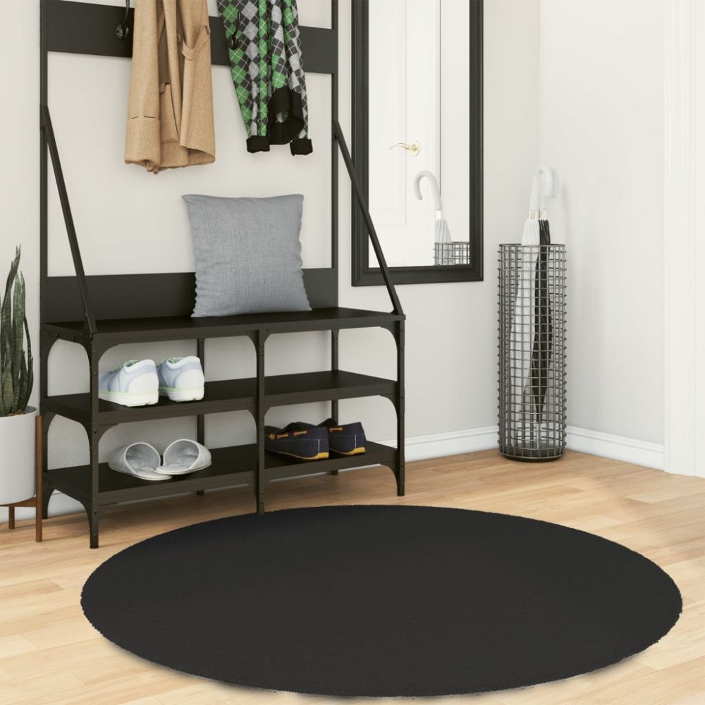 vidaXL Mjuk matta HUARTE med kort lugg tvättbar svart Ø 120 cm