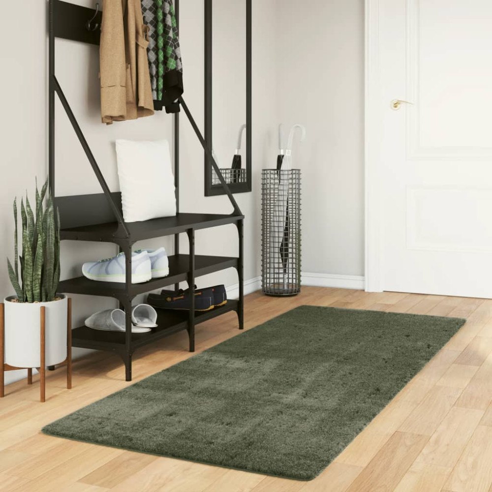 vidaXL Mjuk matta HUARTE med kort lugg tvättbar skogsgrön 80x200 cm