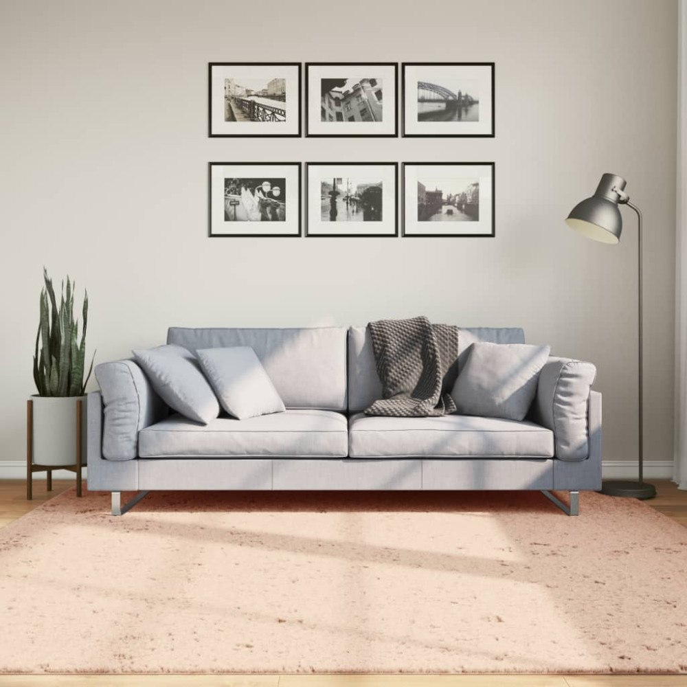 vidaXL Mjuk matta HUARTE med kort lugg tvättbar rosa 200x200 cm