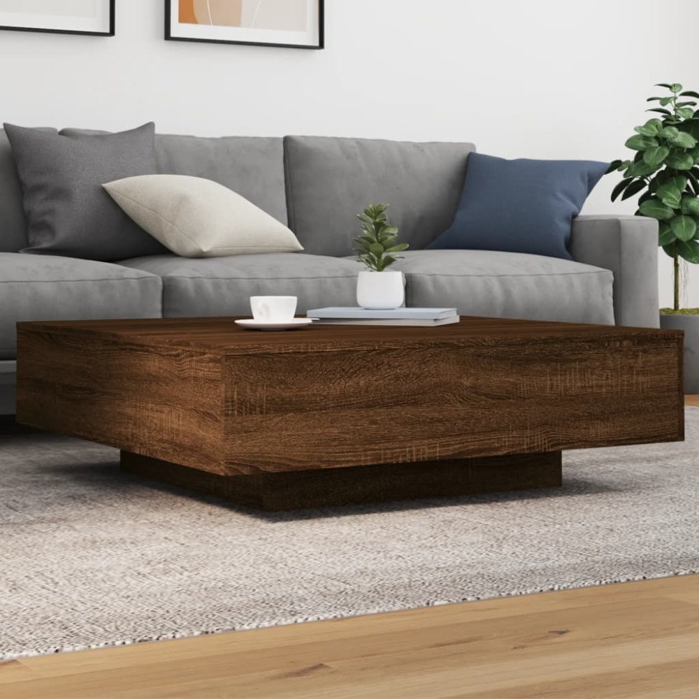 vidaXL Soffbord brun ek 100x100x31 cm konstruerat trä