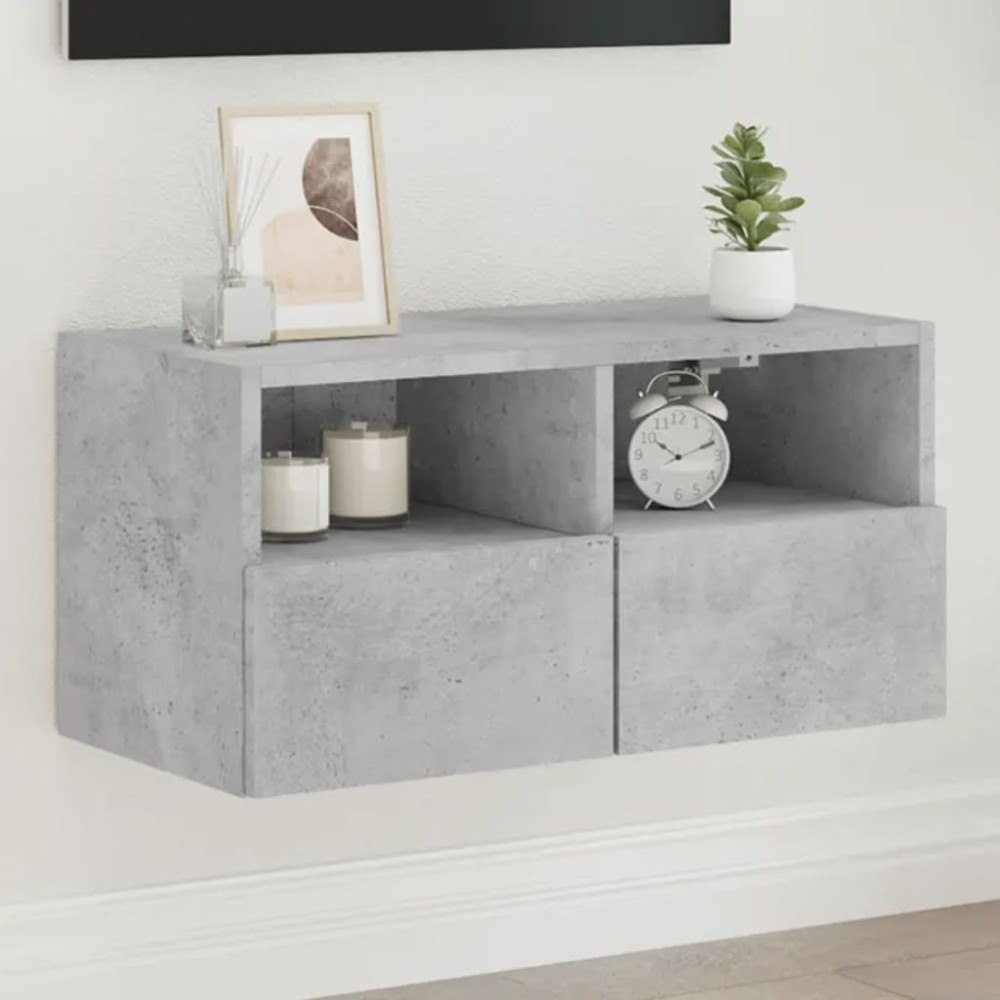 vidaXL Väggmonterad tv-bänk betonggrå 60x30x30 cm konstruerat trä