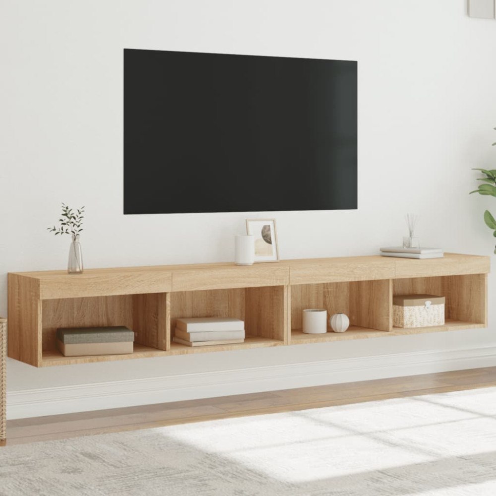 vidaXL Tv-bänk med LED-belysning 2 st sonoma-ek 100x30x30 cm