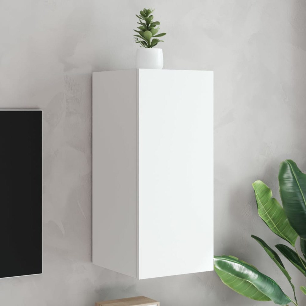 vidaXL Väggmonterad tv-bänk LED vit 30,5x35x70 cm