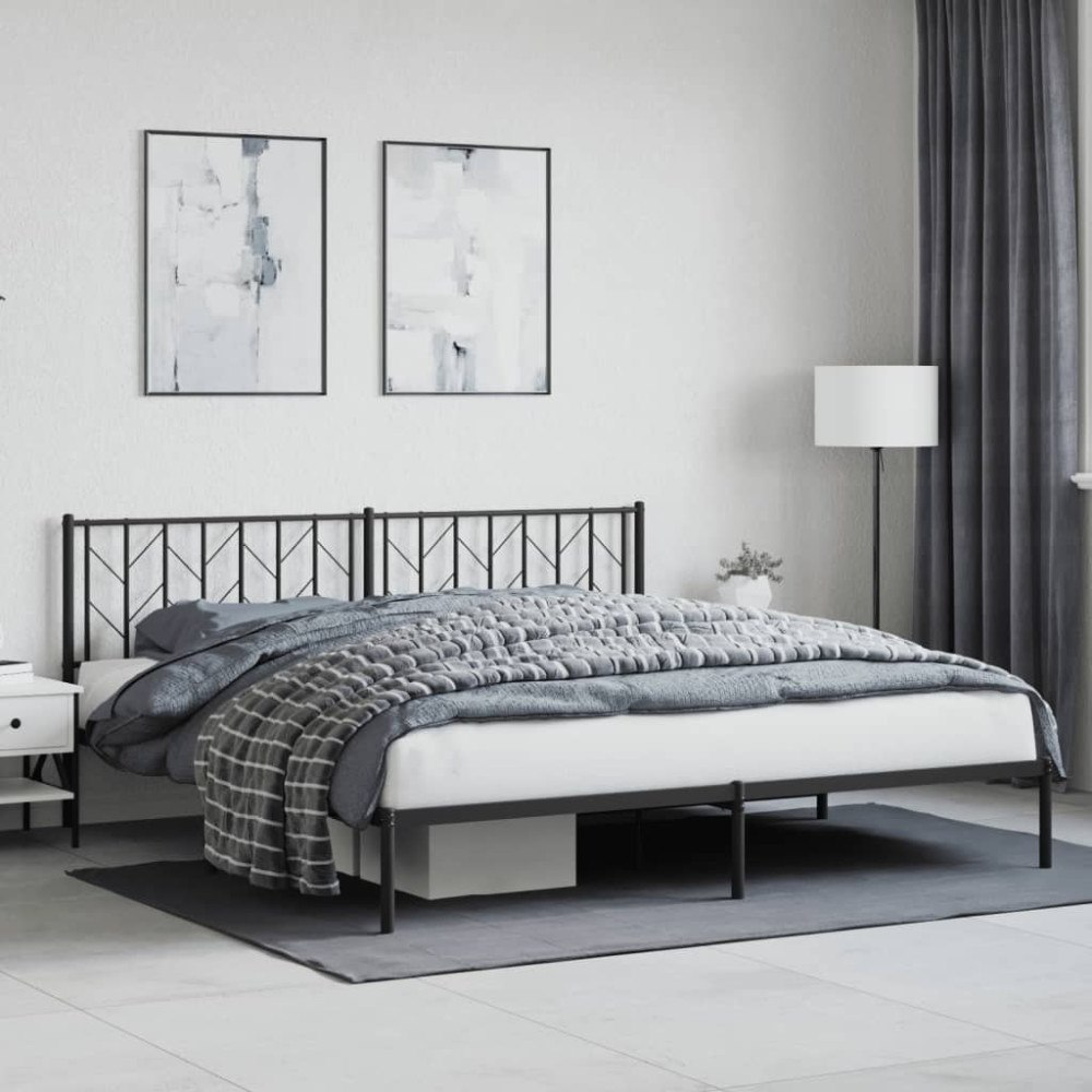 vidaXL Sängram med huvudgavel metall svart 193x203 cm