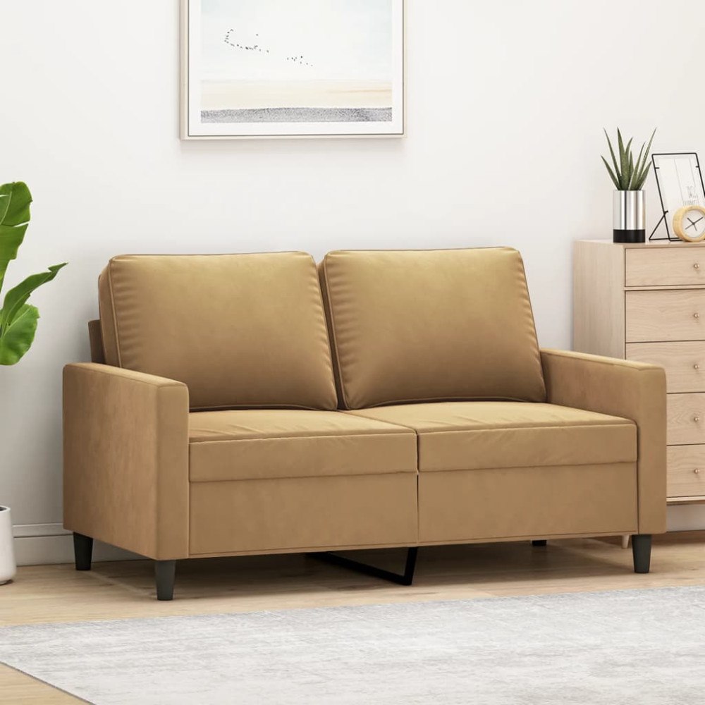 vidaXL 2-sitssoffa brun 120 cm sammet