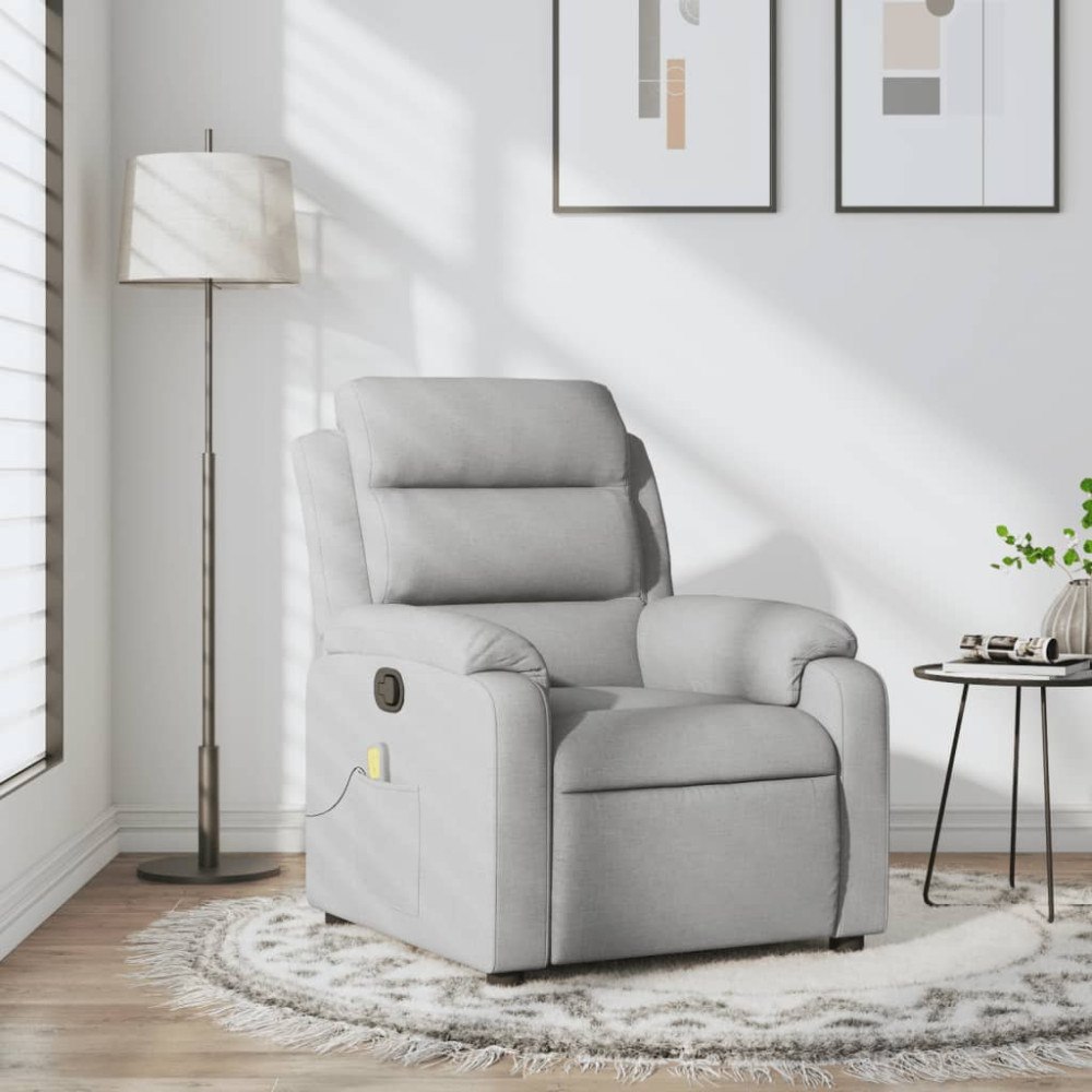vidaXL Massagefåtölj ljusgrå tyg