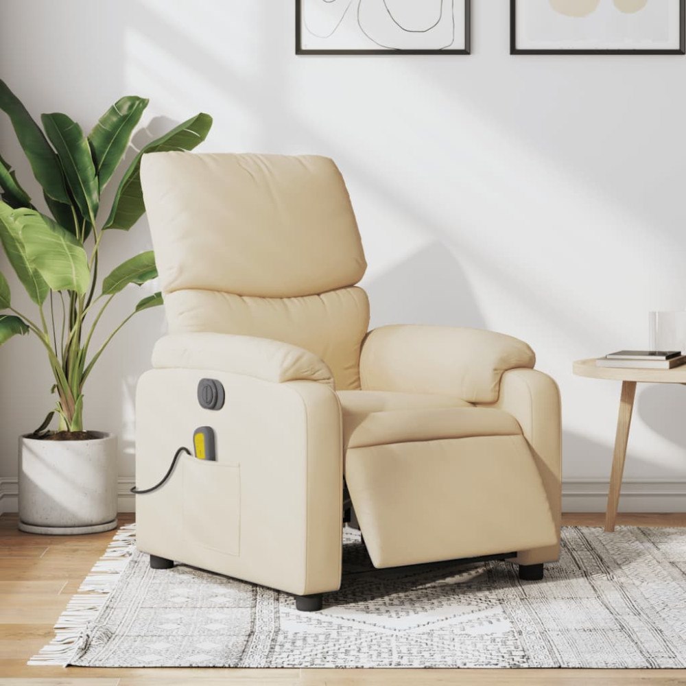 vidaXL Elektrisk massagefåtölj gräddvit tyg