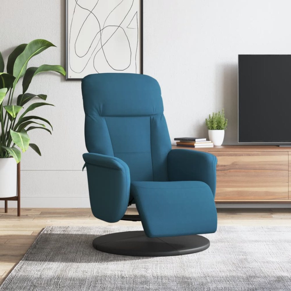 vidaXL Reclinerfåtölj med fotstöd blå sammet