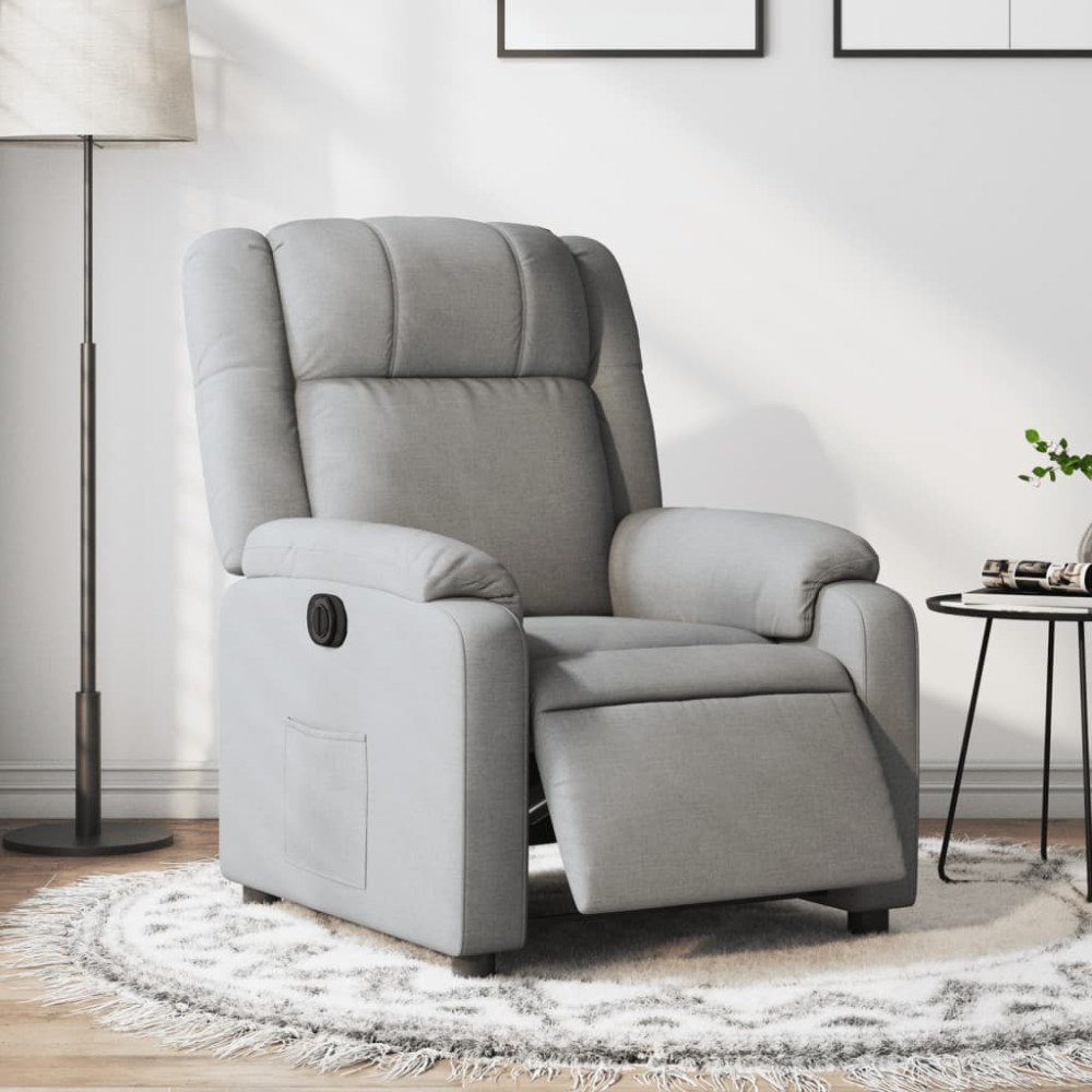 vidaXL Elektrisk reclinerfåtölj ljusgrå tyg