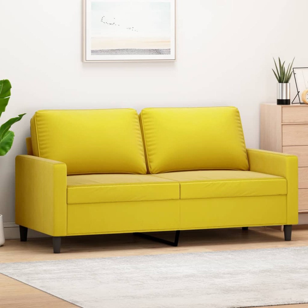 vidaXL 2-sitssoffa gul 140 cm sammet