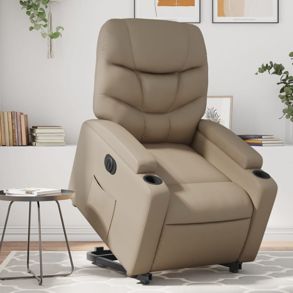 vidaXL Reclinerfåtölj med uppresningshjälp cappuccino konstläder