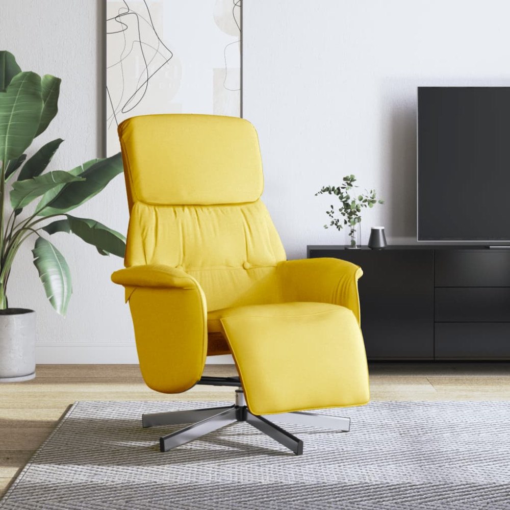 vidaXL Reclinerfåtölj med fotstöd ljusgul tyg