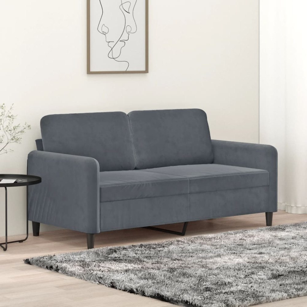 vidaXL Soffa 2-sits mörkgrå 140 cm sammet