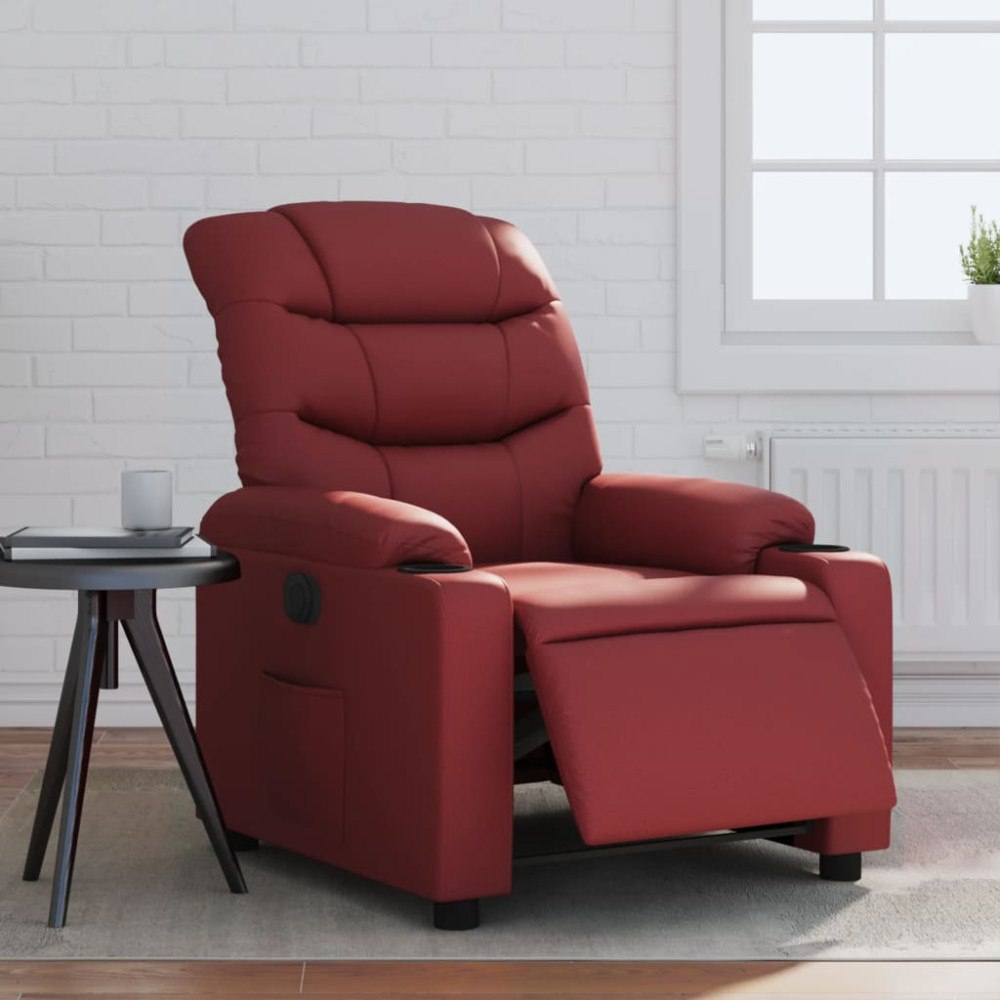 vidaXL Elektrisk reclinerfåtölj vinröd konstläder