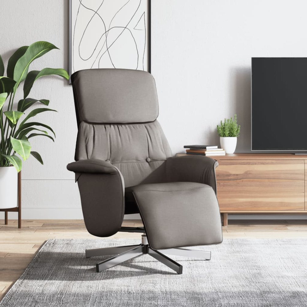 vidaXL Reclinerfåtölj med fotstöd taupe tyg