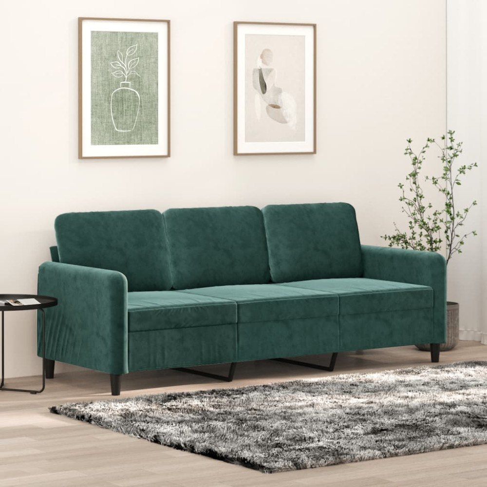 vidaXL 3-sitssoffa mörkgrön 180 cm sammet