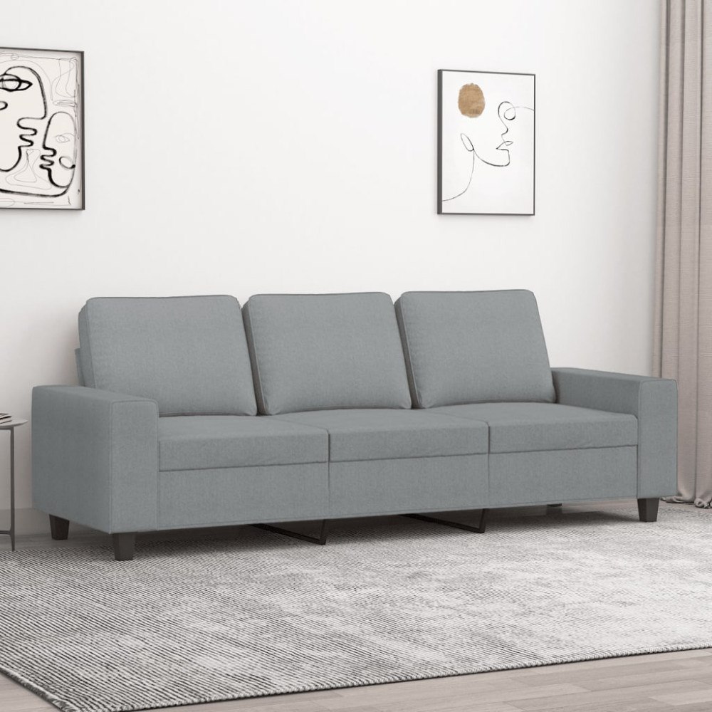 vidaXL 3-sitssoffa ljusgrå 180 cm tyg