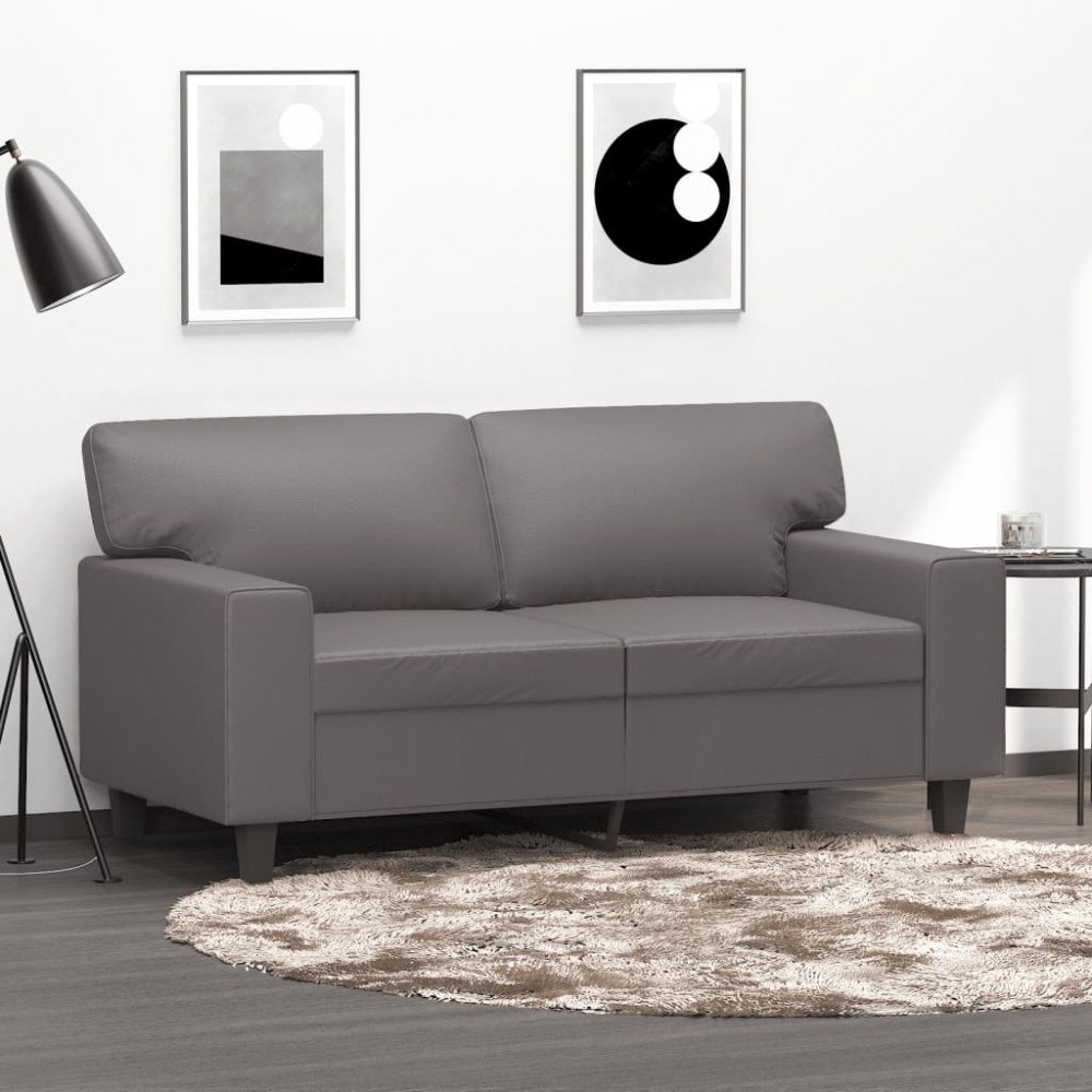 vidaXL 2-sitssoffa Grå 120 cm konstläder