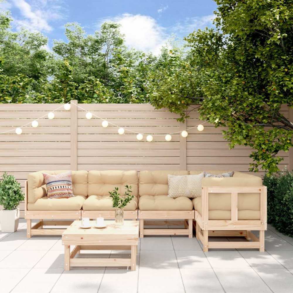 vidaXL Loungegrupp för trädgården 6 delar massiv furu