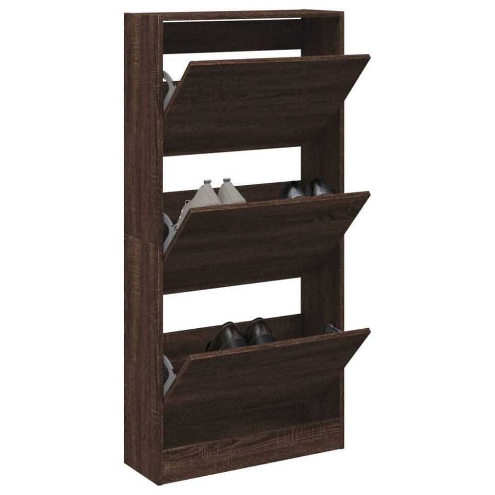 vidaXL Skohylla brun ek 60x21x125,5 cm konstruerat trä