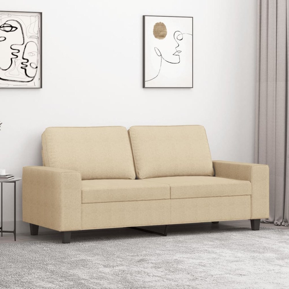 vidaXL 2-sitssoffa gräddvit 140 cm tyg