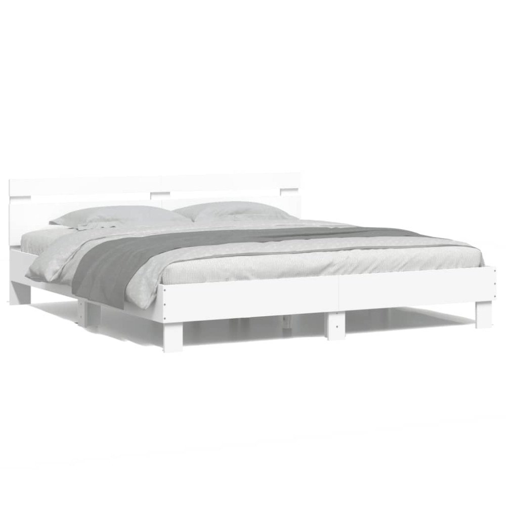 vidaXL Sängram med LEDs utan madrass vit 180x200 cm