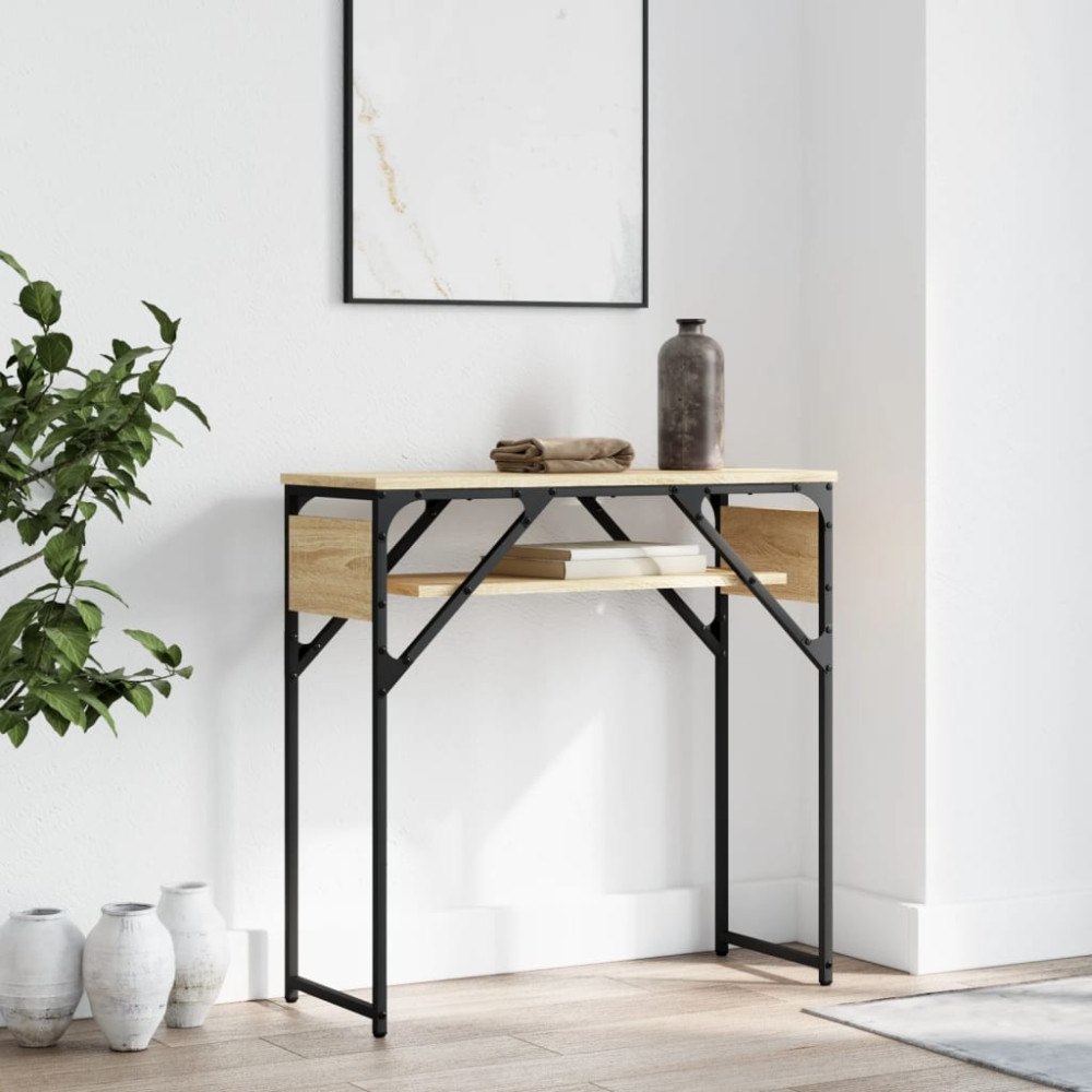 vidaXL Avlastningsbord med hylla sonoma-ek 75x30x75cm konstruerat trä