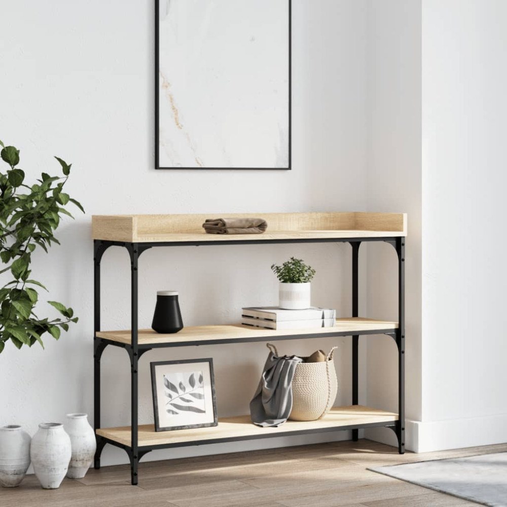 vidaXL Konsolbord med hyllor sonoma-ek 100x30x80 cm