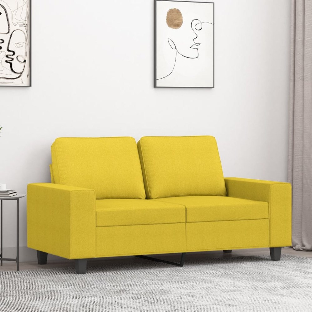 vidaXL 2-sitssoffa ljusggul 120 cm tyg