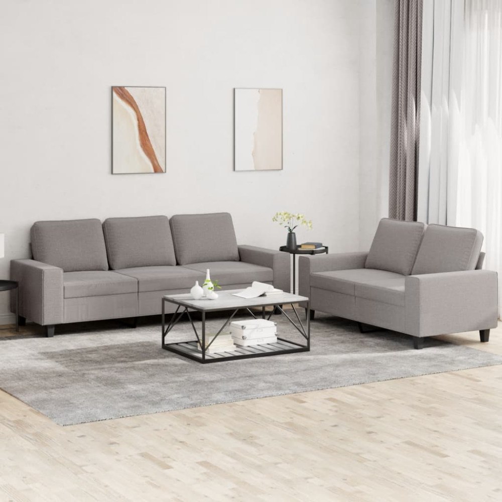 vidaXL Soffgrupp 2 delar taupe tyg