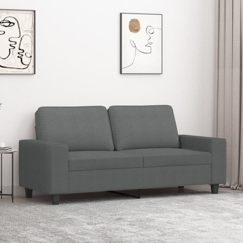 vidaXL Soffa 2-sits mörkgrå 140 cm tyg