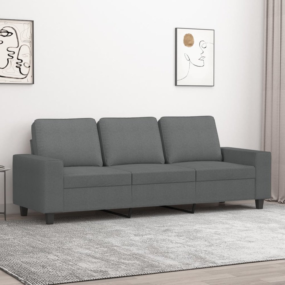 vidaXL 3-sitssoffa mörkgrå 180 cm tyg