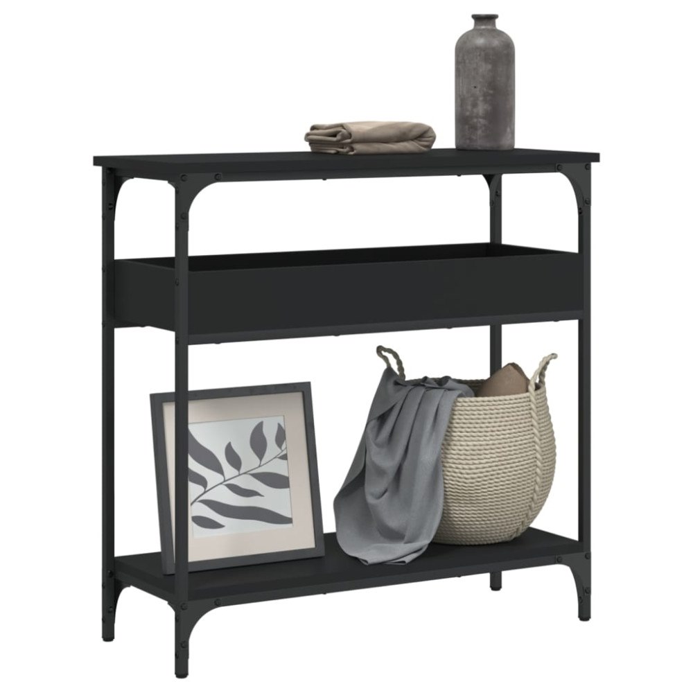 vidaXL Konsolbord med hylla svart 75x29x75cm konstruerat trä