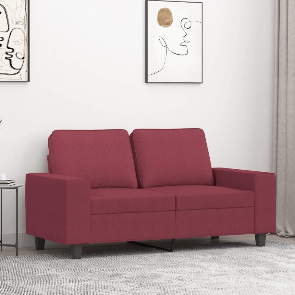 vidaXL 2-sitssoffa vinröd 120 cm tyg