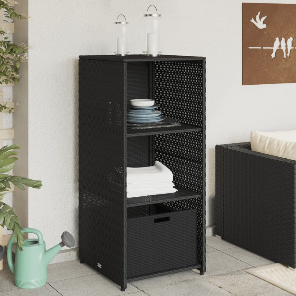 vidaXL Trädgårdsskåp svart 50x55x115 cm konstrotting