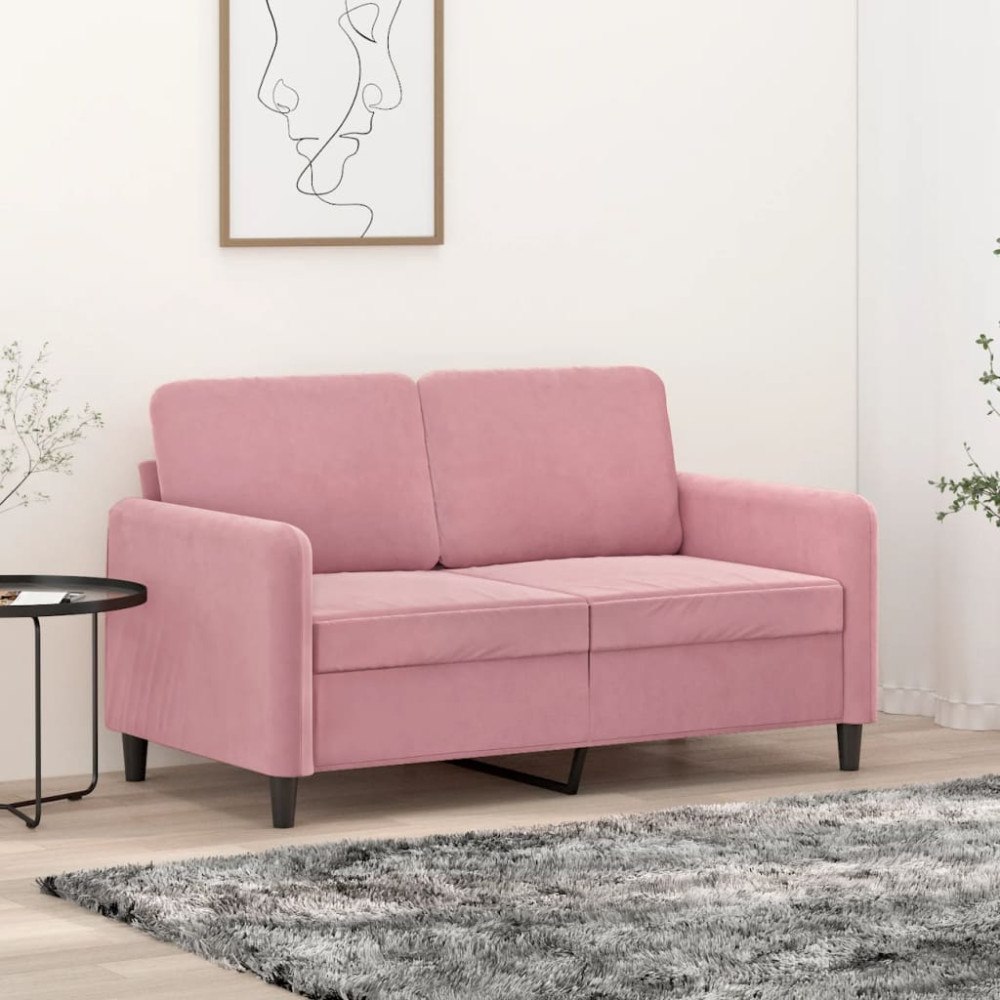 vidaXL Soffa 2-sits rosa 120 cm sammet