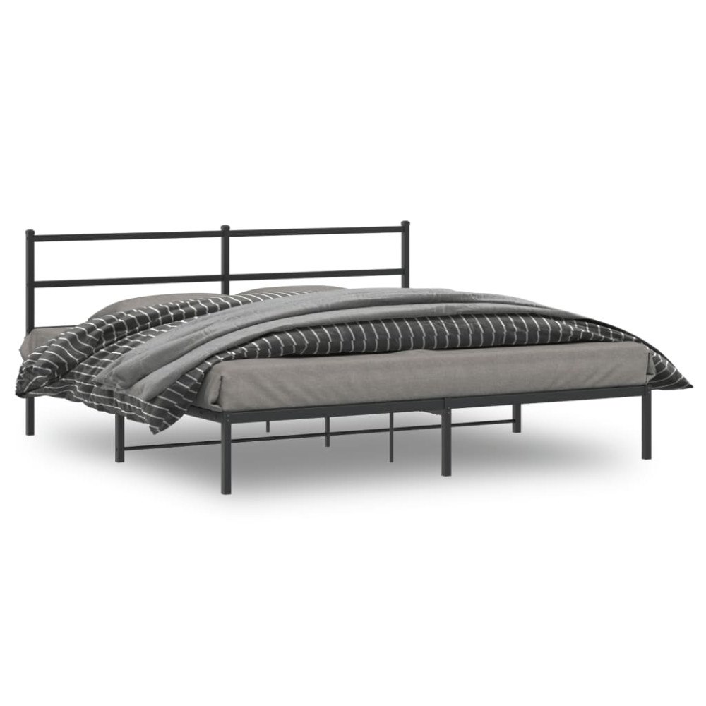 vidaXL Sängram med huvudgavel metall svart 180x200 cm