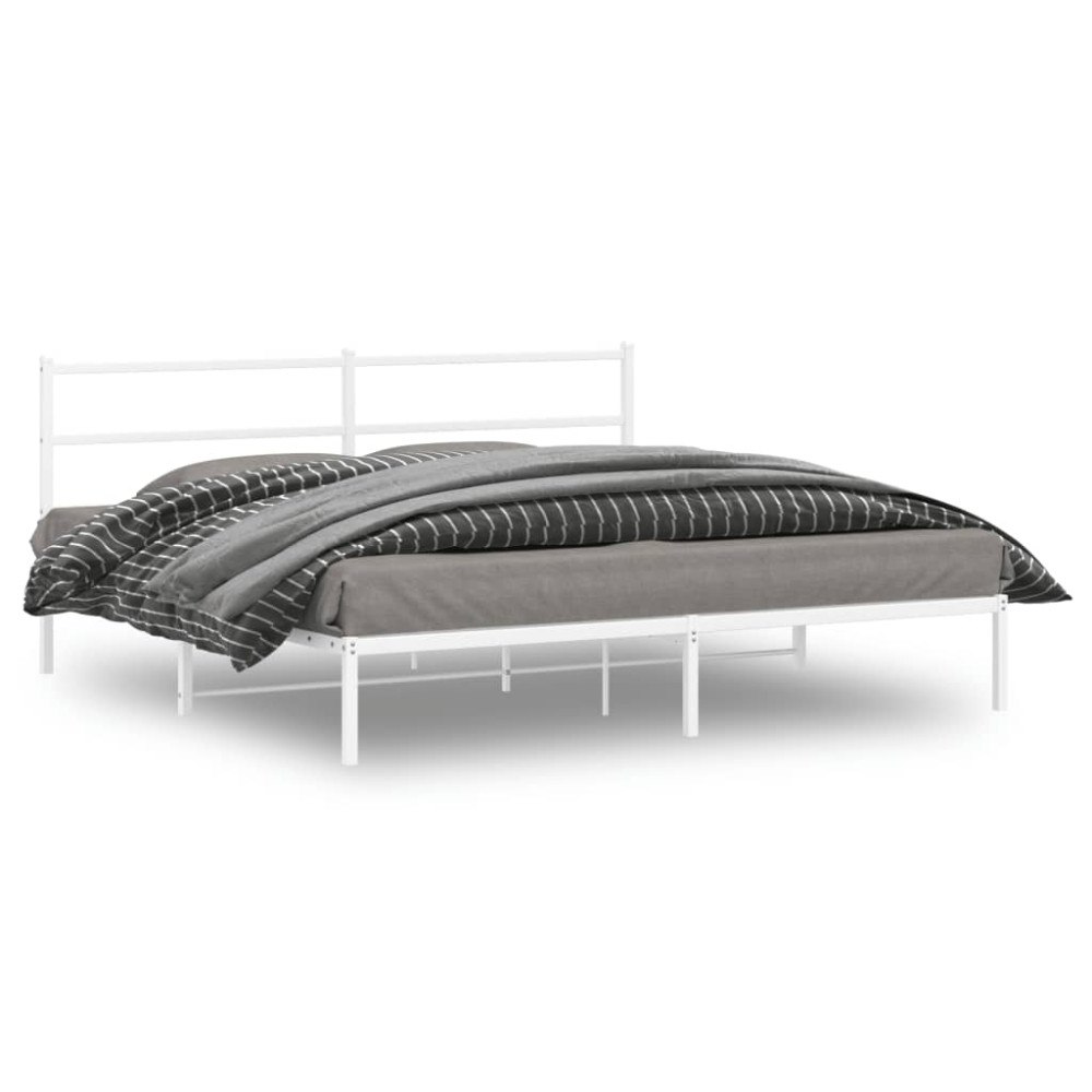 vidaXL Sängram med huvudgavel metall vit 180x200 cm