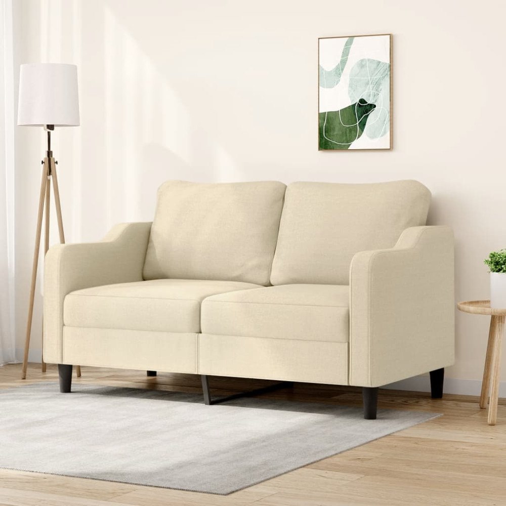 vidaXL 2-sitssoffa gräddvit 140 cm tyg