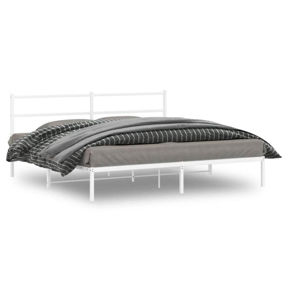 vidaXL Sängram med huvudgavel metall vit 183x213 cm