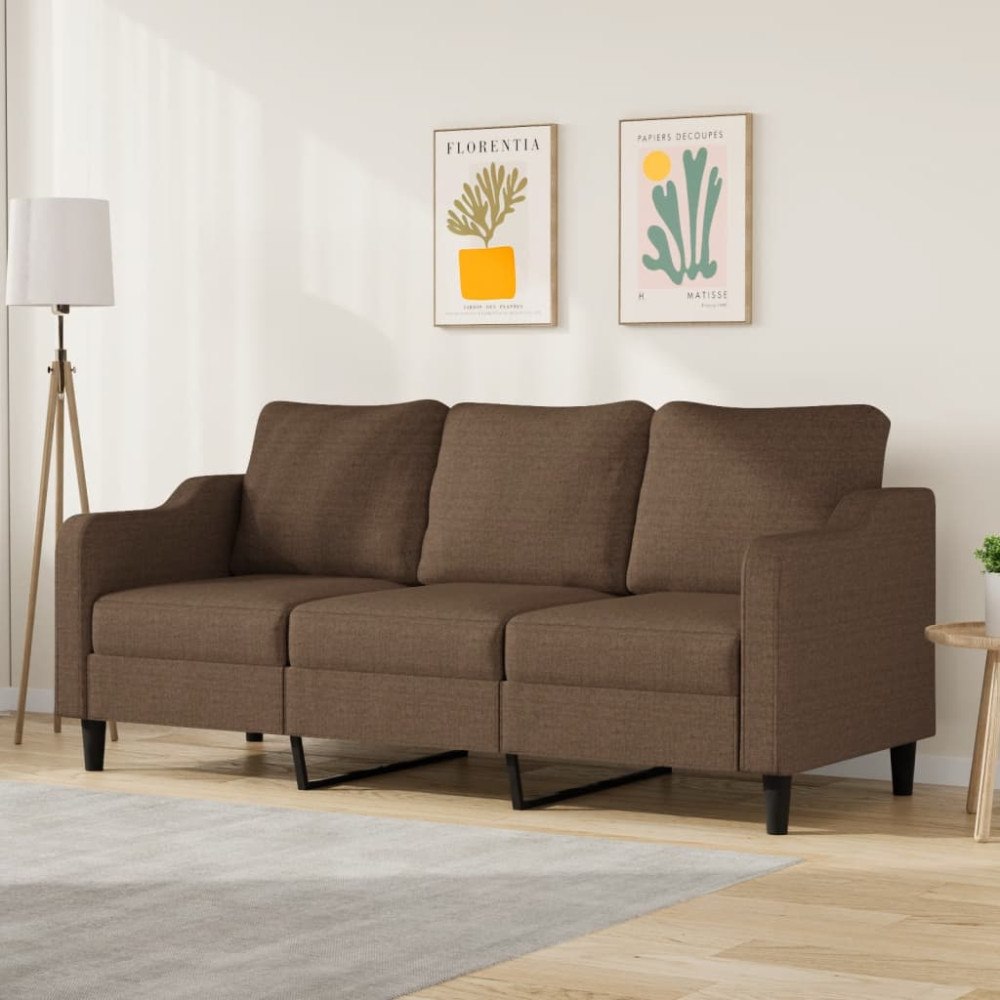 vidaXL 3-sitssoffa brun 180 cm tyg