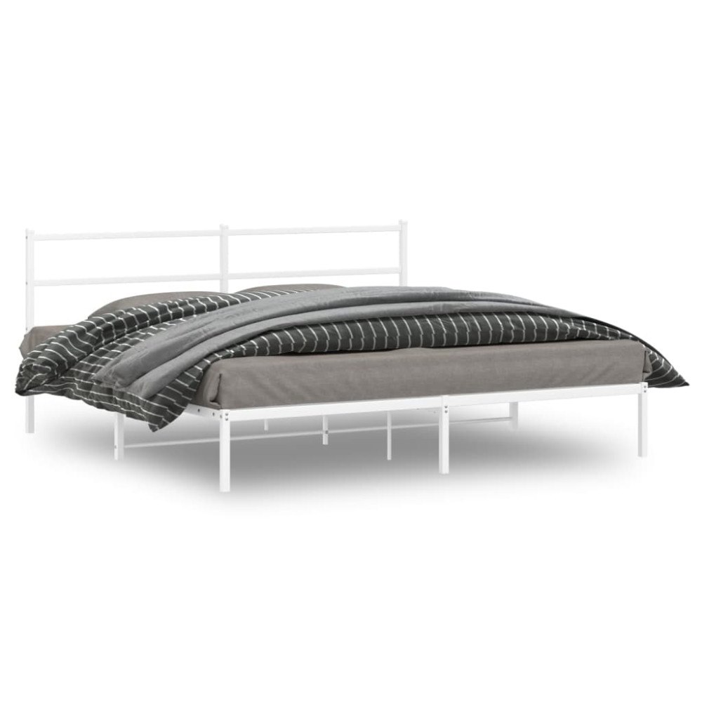 vidaXL Sängram med huvudgavel metall vit 193x203 cm
