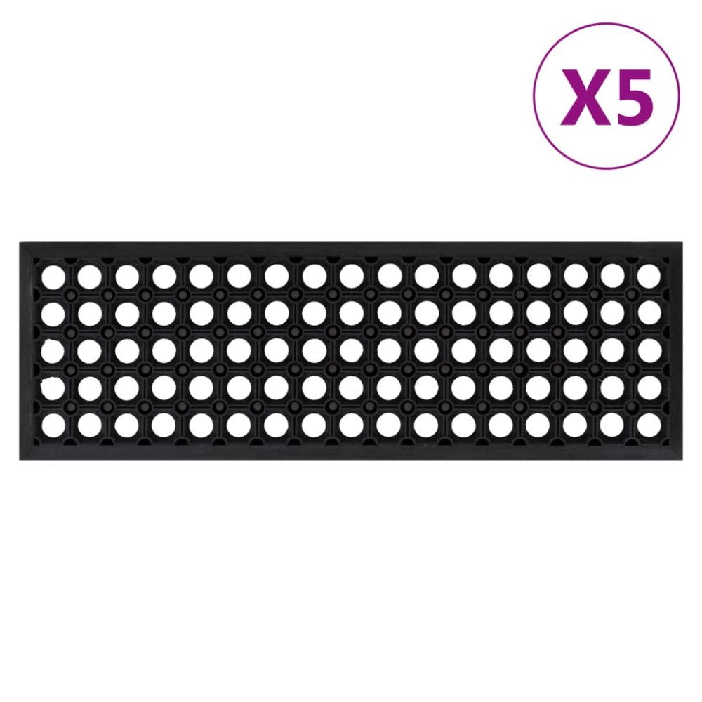 vidaXL Trappstegsmattor 5 st 25x75 cm gummi