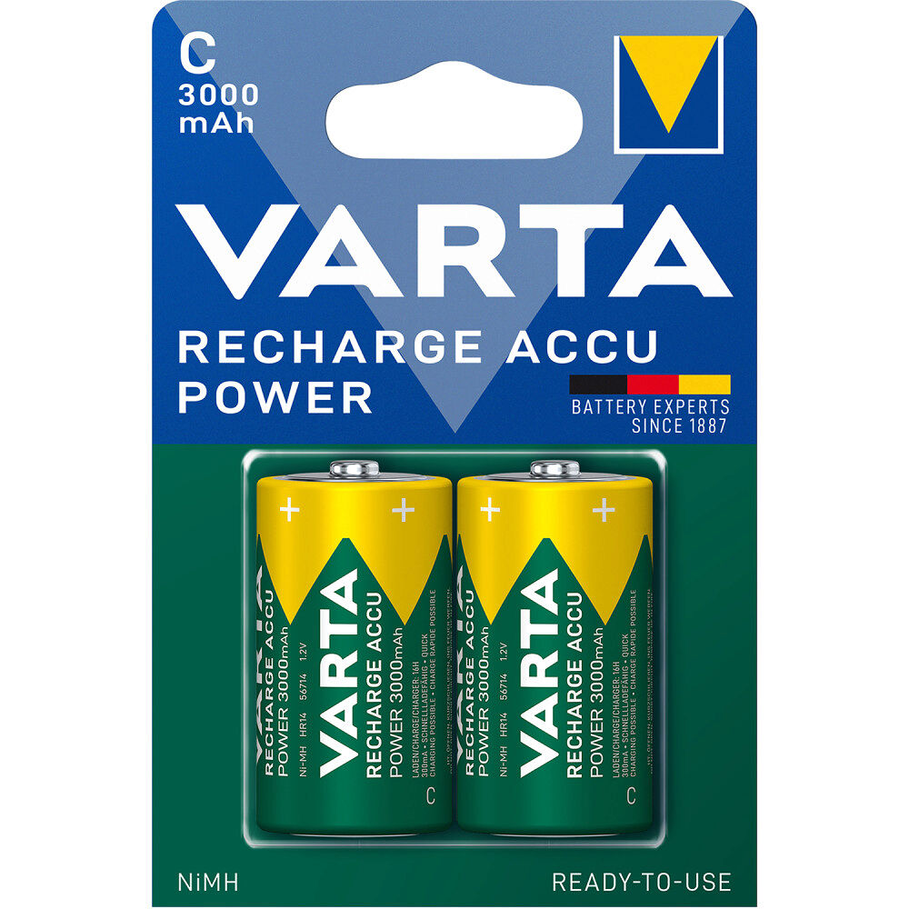 Varta Laddningsbart batteri C 3000 mAh 2-pack